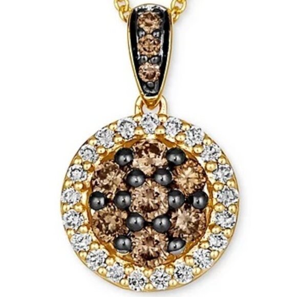 $3450 / NEW / Levian 0.5 CWT Chocolate & Nude Diamond Necklace / 14K Gold - Picture 2 of 9